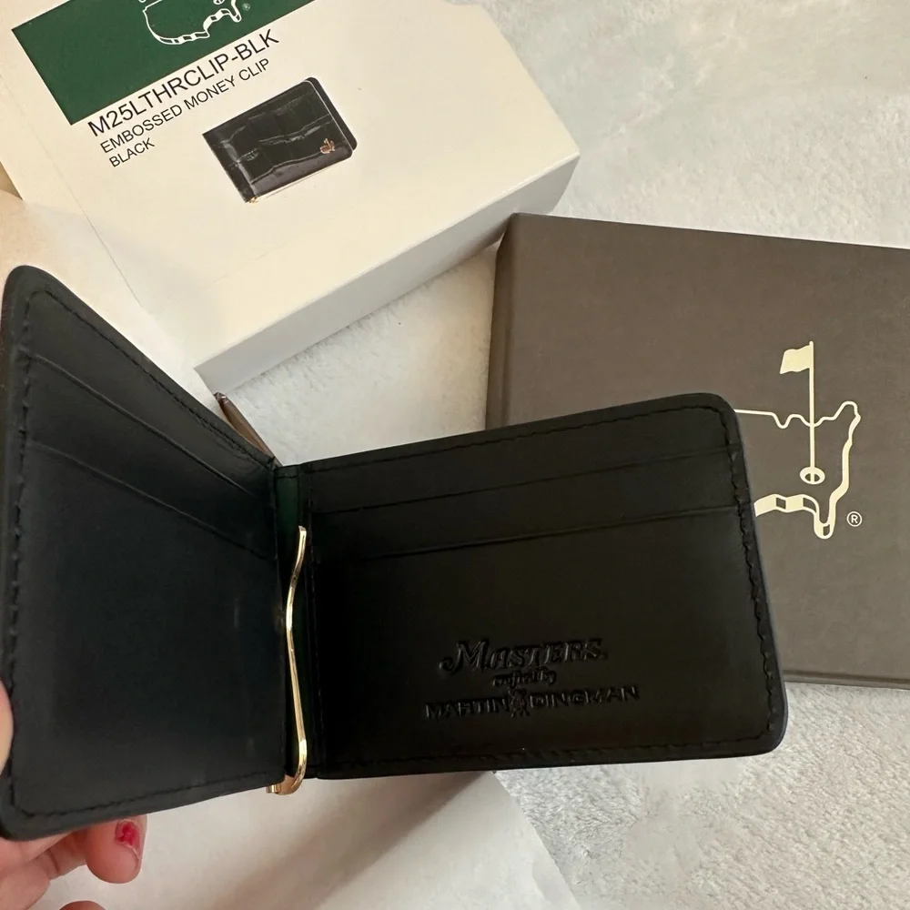 Masters Leather Money Clip from Augusta National. Black crocodile.